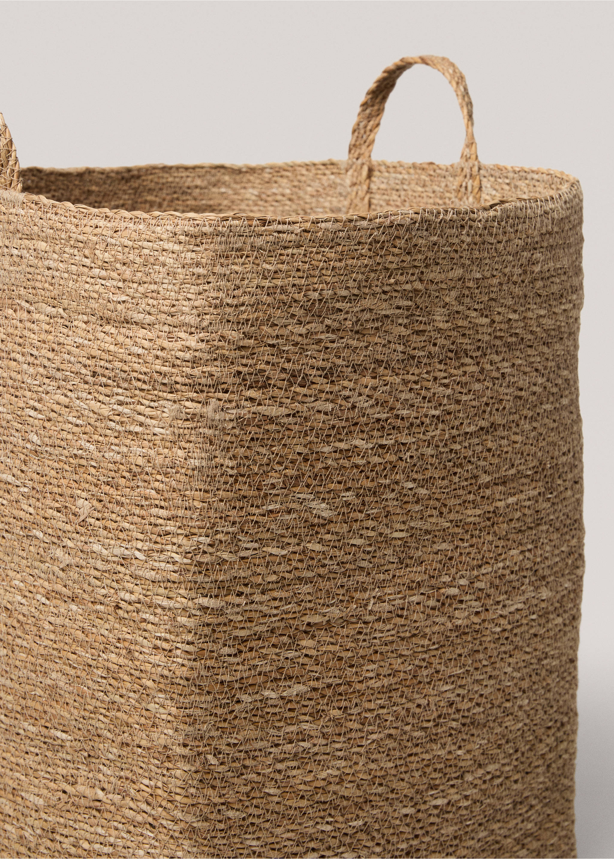 Medium natural fibre rectangular basket - Details of the article 1, Brown. Ref: 17031128-00.