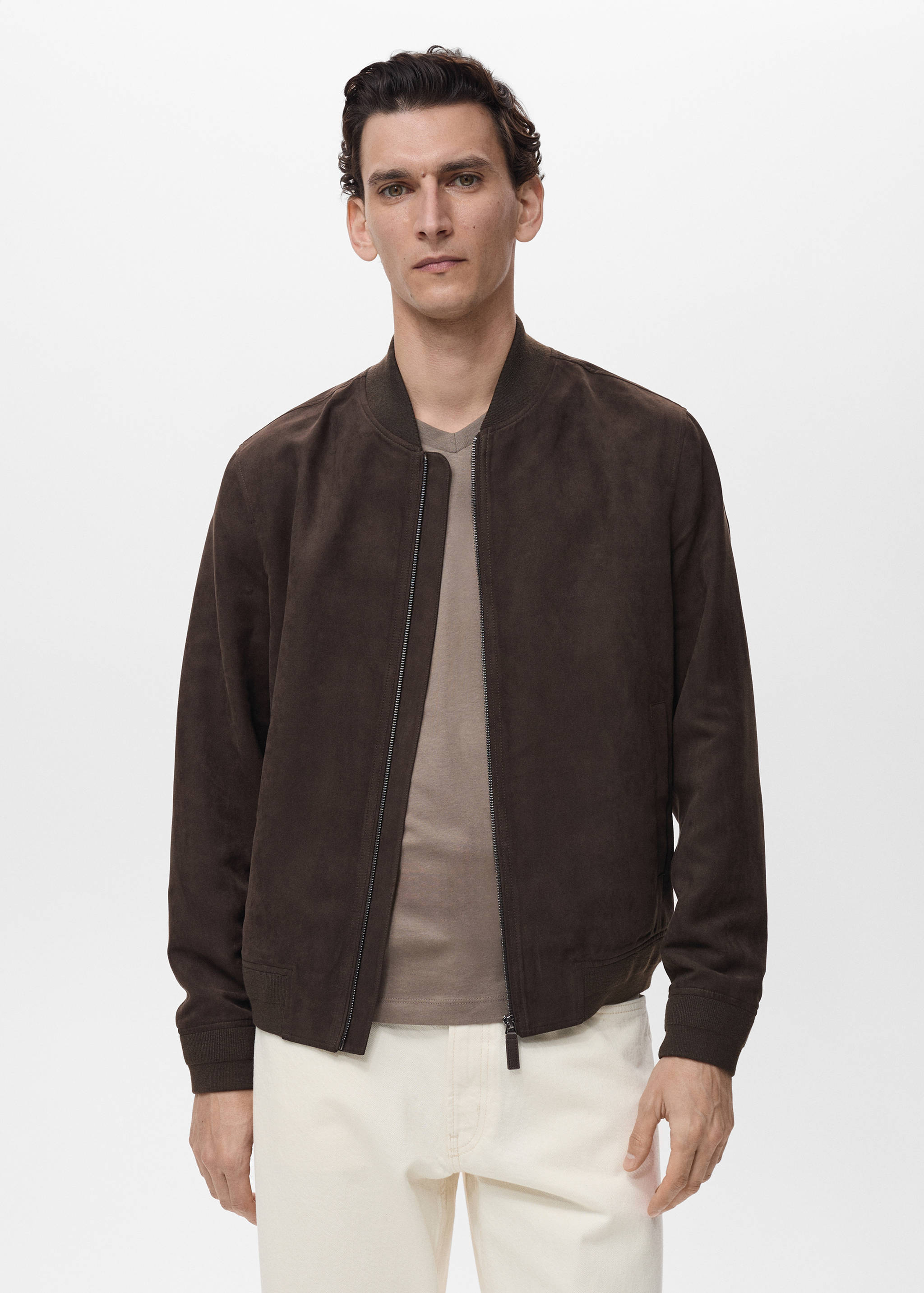 Suede-effect bomber jacket - Medium plane