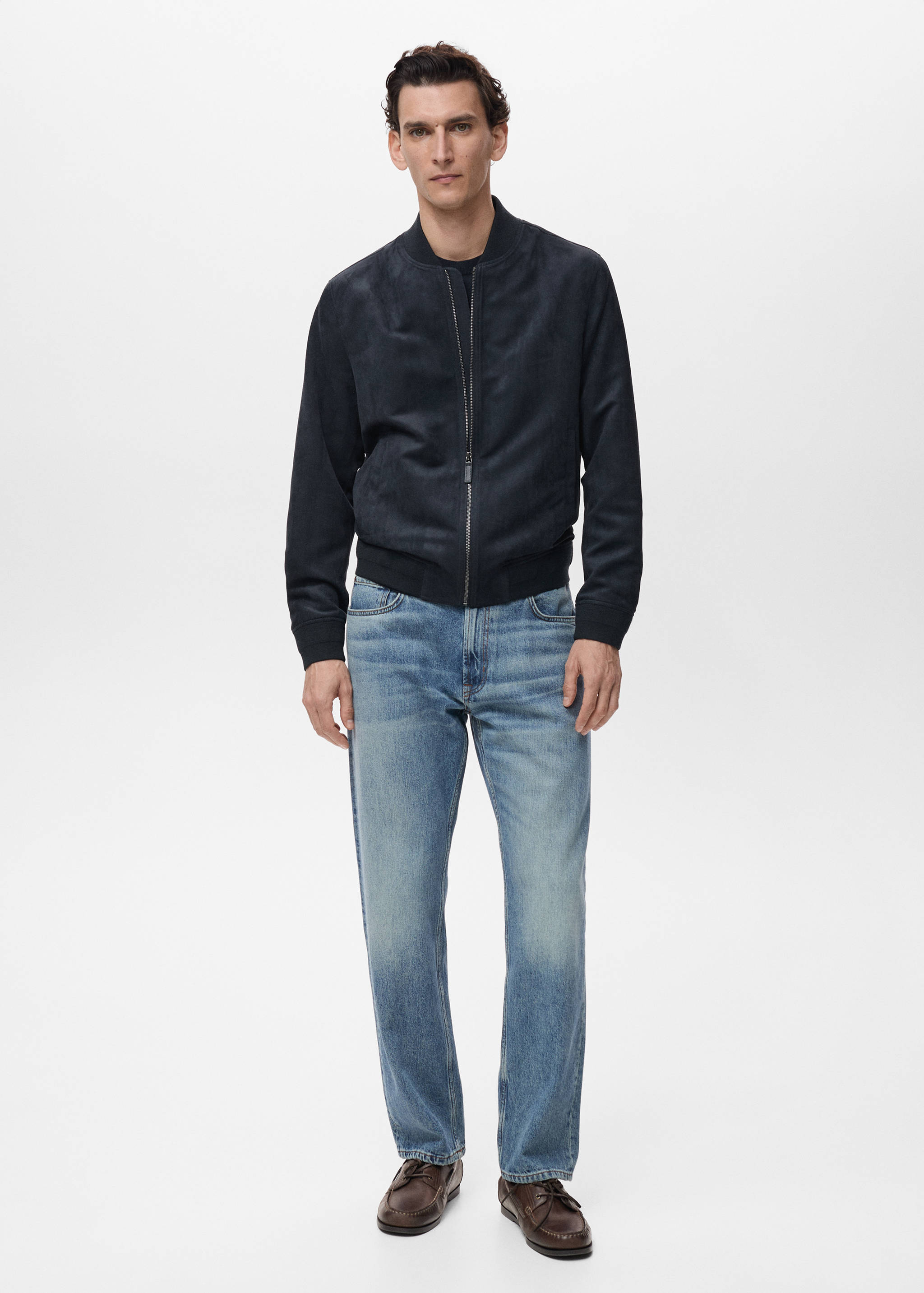 Suede-effect bomber jacket - General plane
