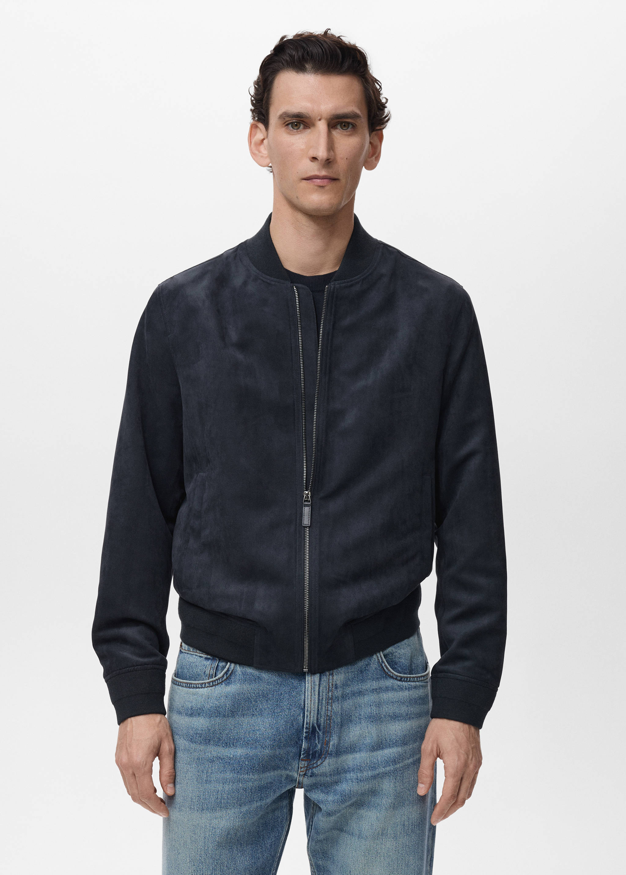Suede-effect bomber jacket - Medium plane