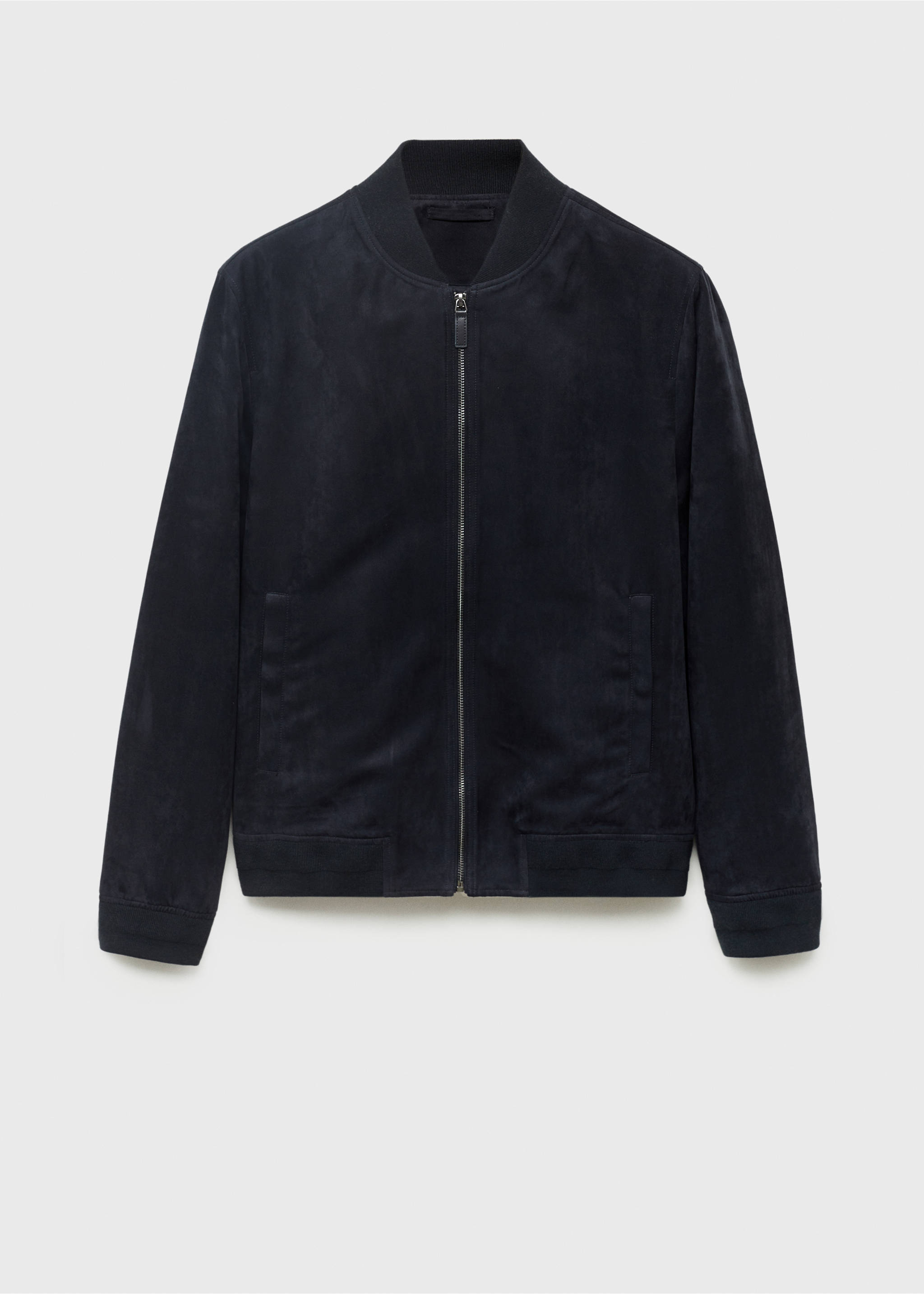 Veste bomber effet daim - Article sans modèle, Bleu nuit. Ref: 17031136-00.