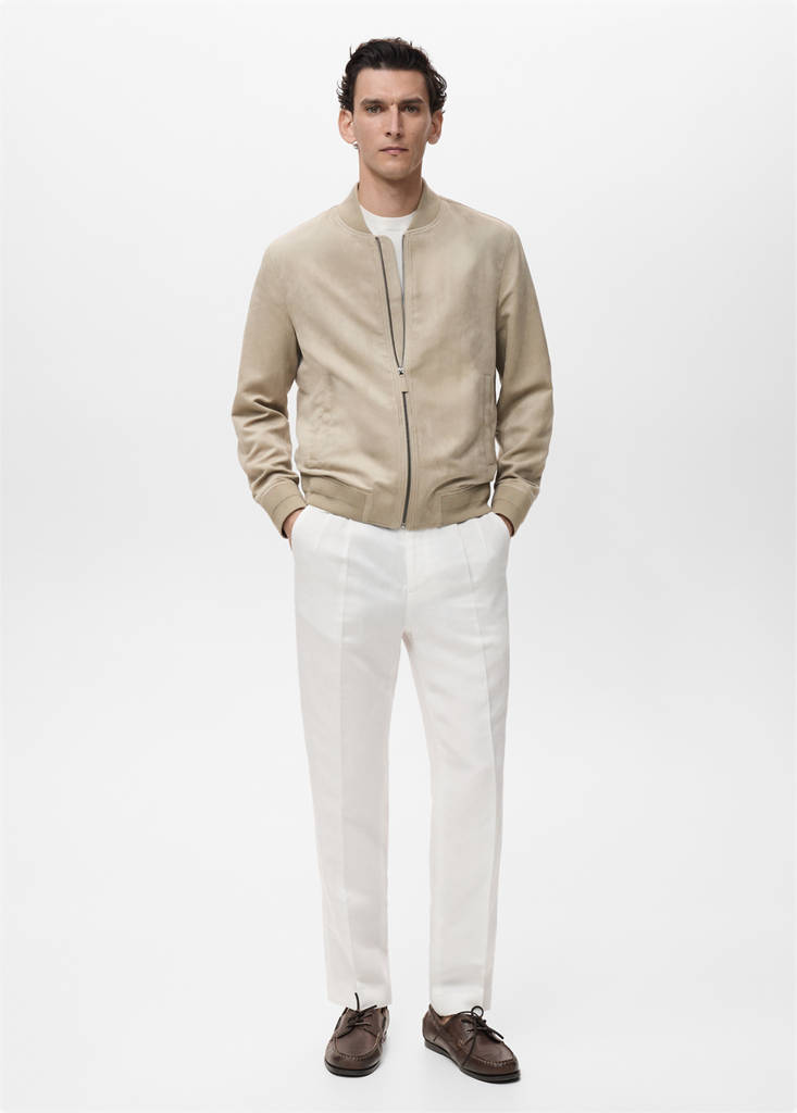 MANGO MAN - Veste bomber effet daim gris - XXL