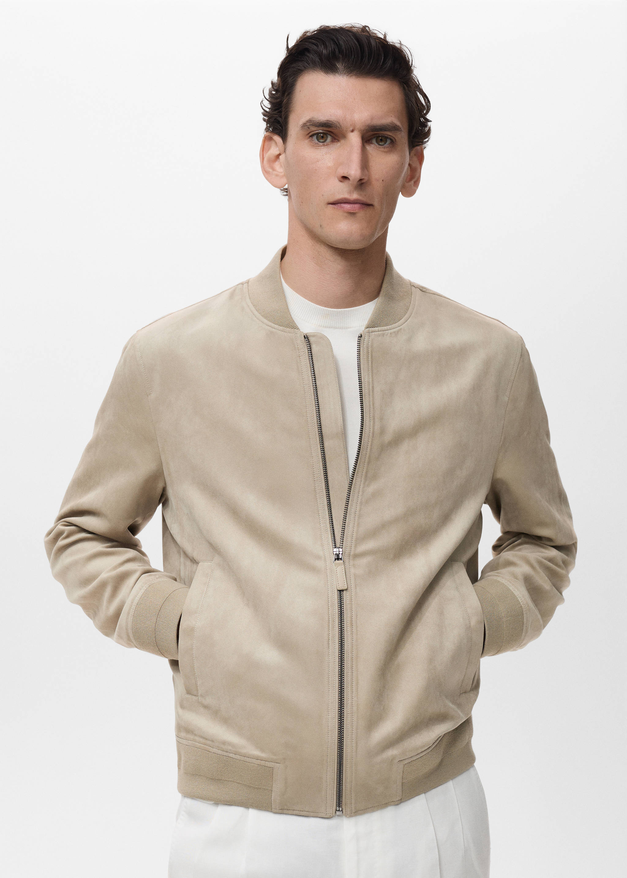 Suede-effect bomber jacket - Medium plane