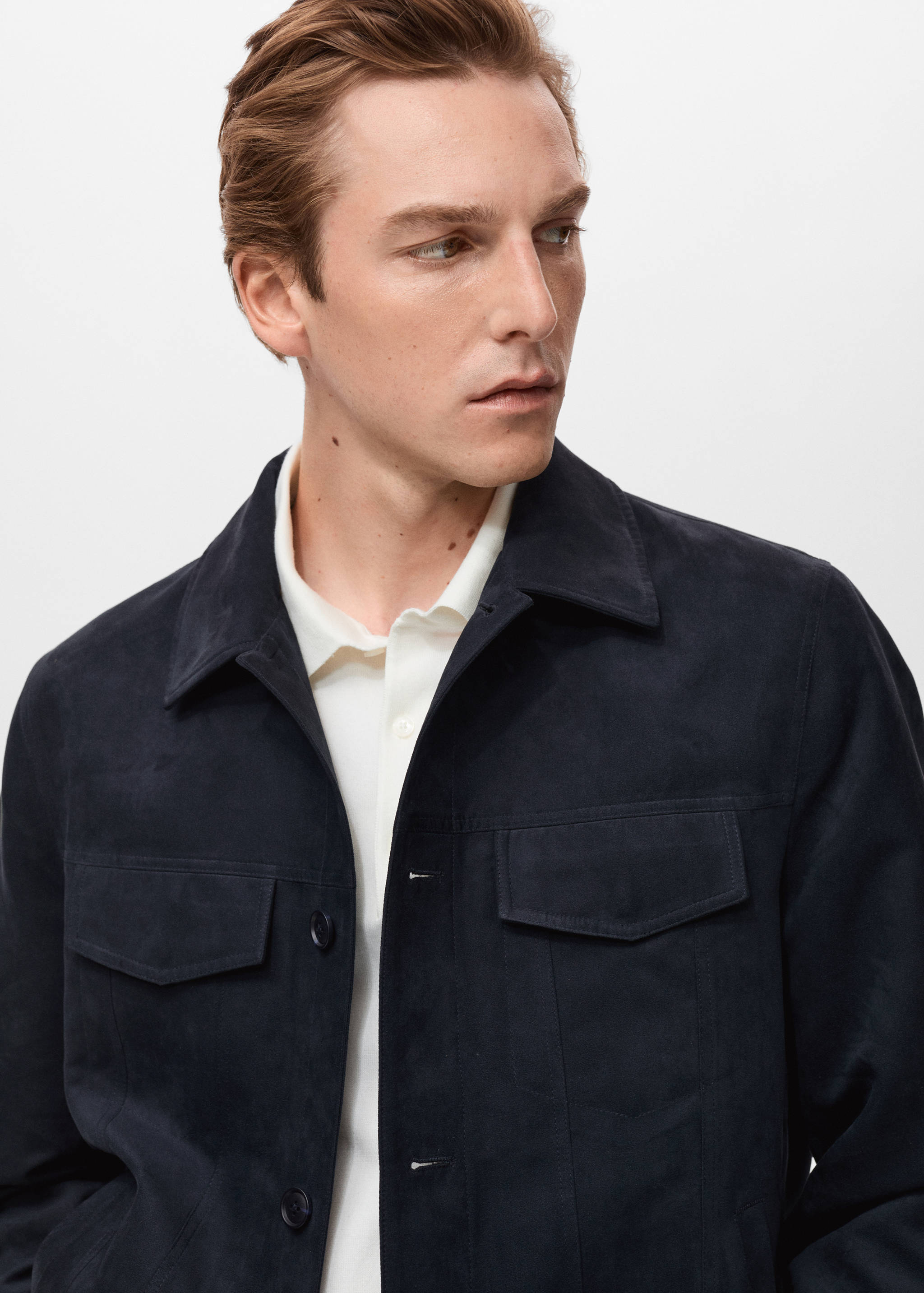 Faux suede leather overshirt - Details of the article 1