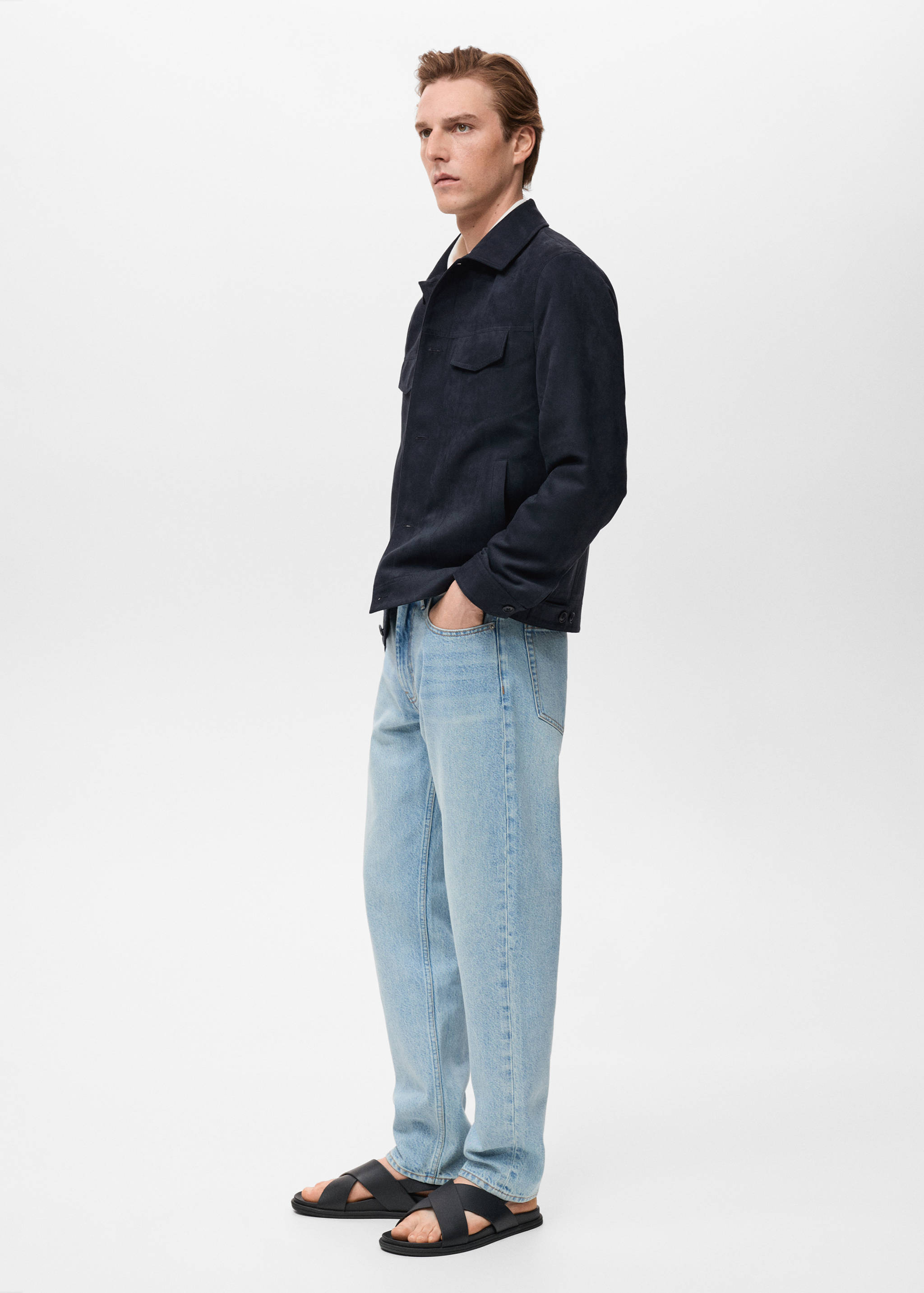 Faux suede leather overshirt - Details of the article 2