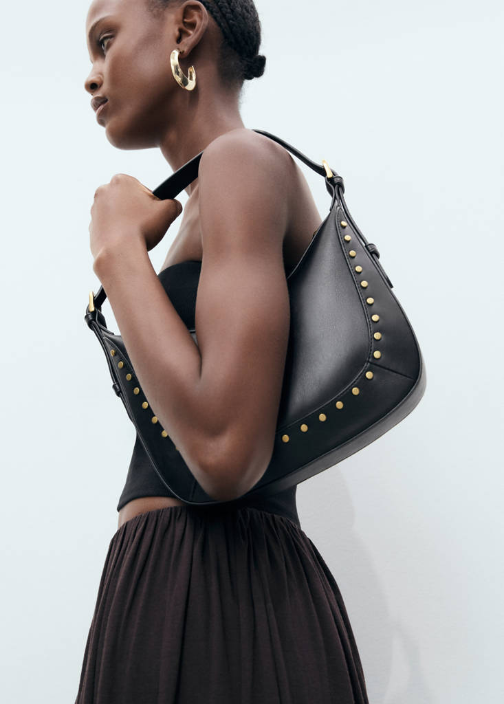 Small studded shoulder bag — Black