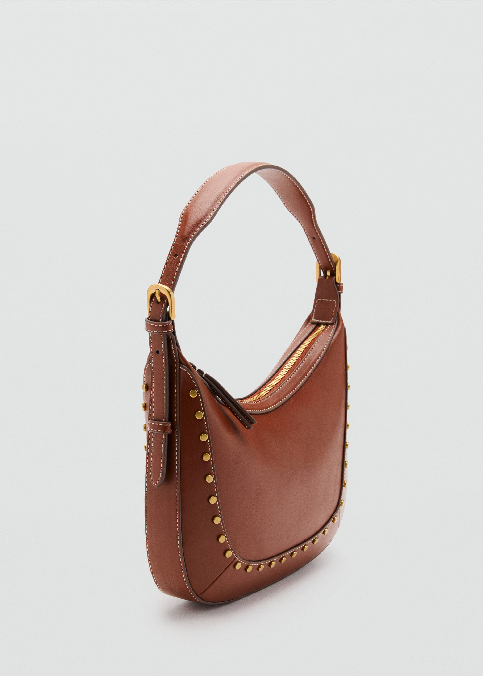 Small studded shoulder bag - Medium plane, Leather. Ref: 17031139-00.