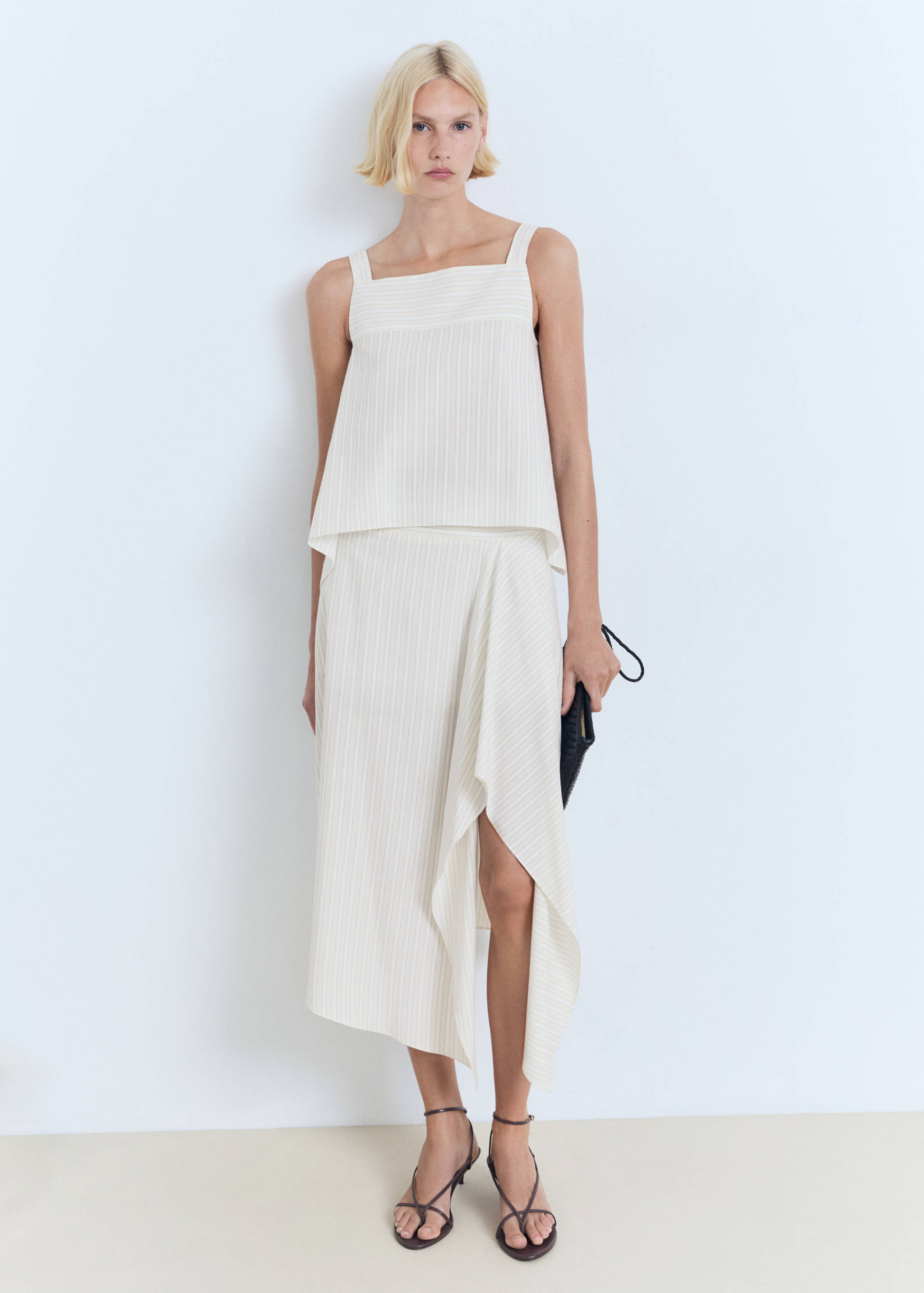 Striped strapless top - General plane