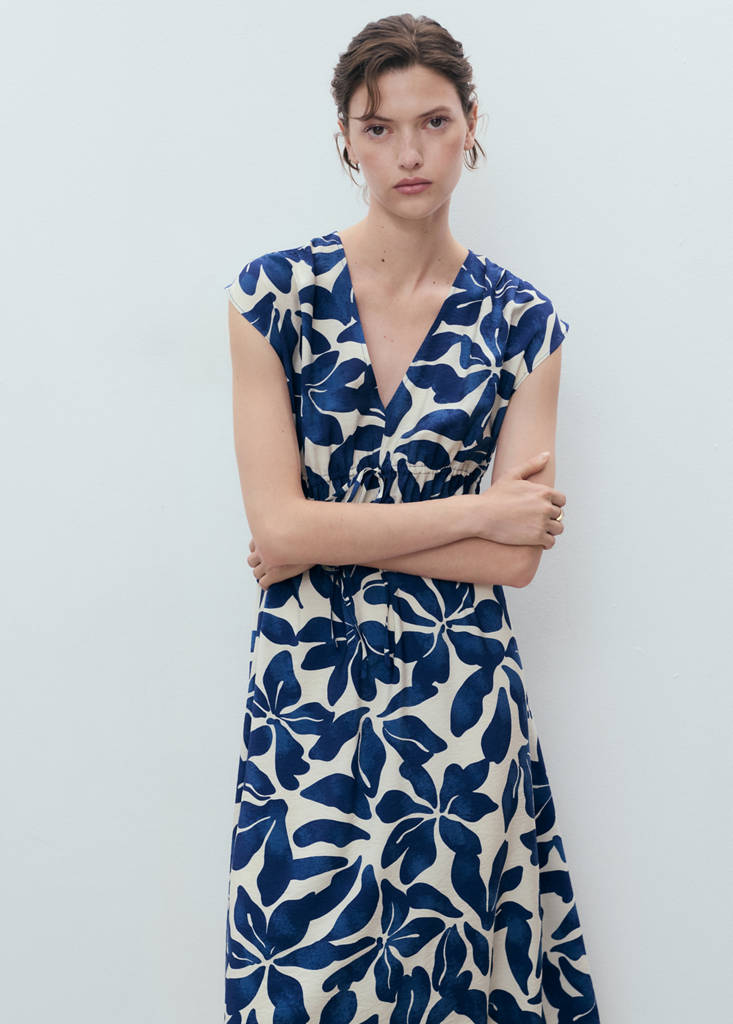 Long printed dress — Blue