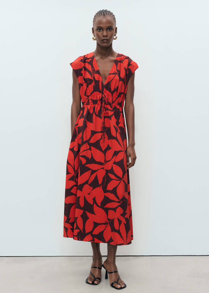 Long printed dress — Red