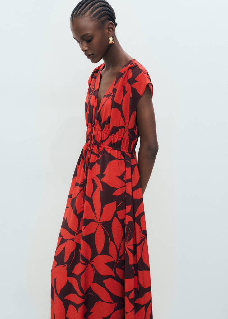 Long printed dress — Red