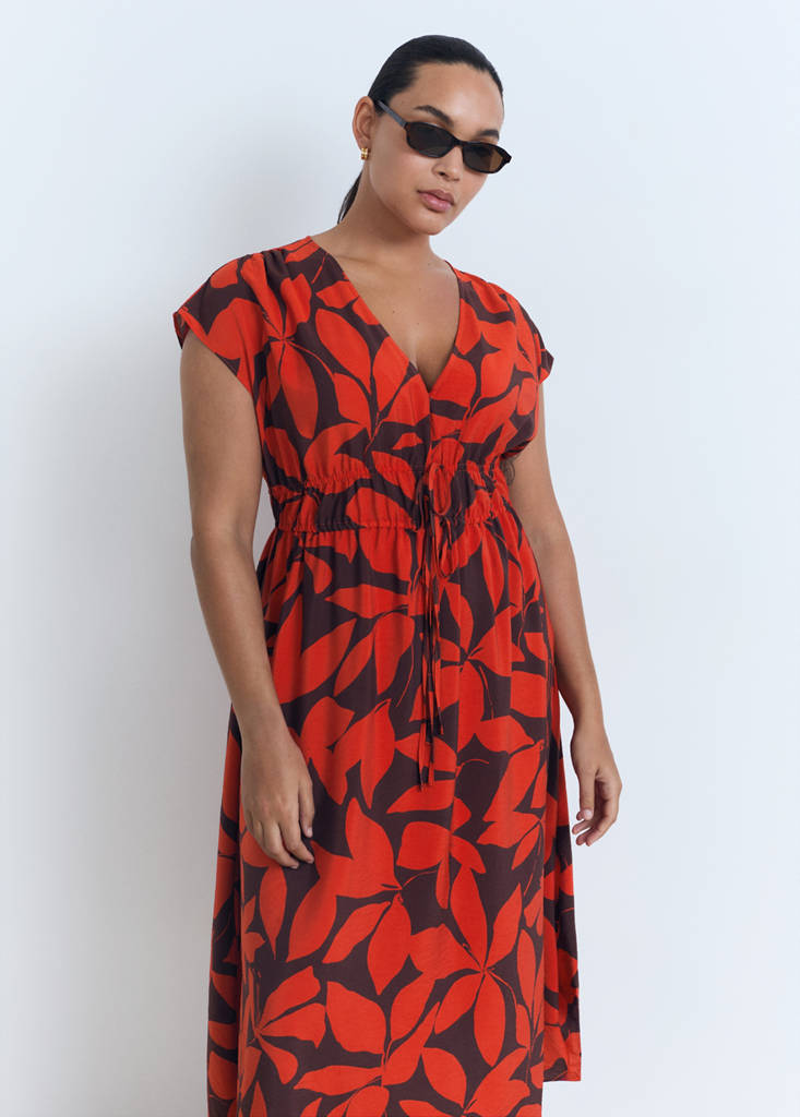 Long printed dress — Red