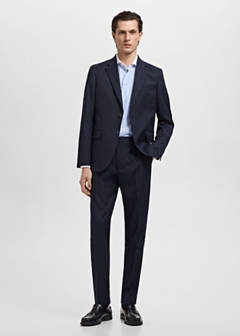 Striped-print slim-fit suit shirt — Sky Blue 2