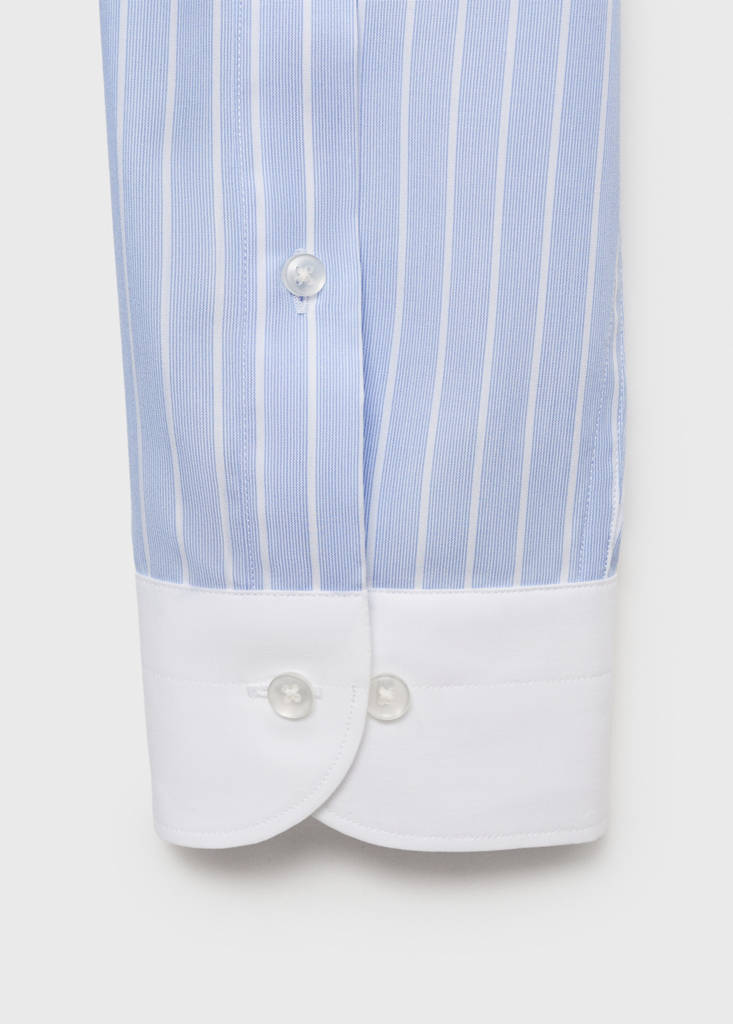Striped-print slim-fit suit shirt — Sky Blue