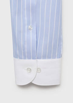 Striped-print slim-fit suit shirt — Sky Blue 8