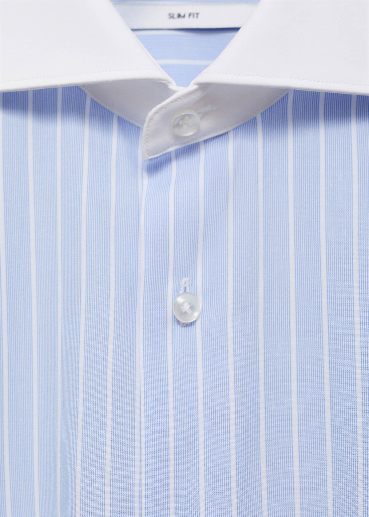 Striped-print slim-fit suit shirt — Sky Blue