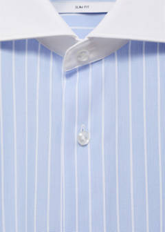 Striped-print slim-fit suit shirt — Sky Blue 10