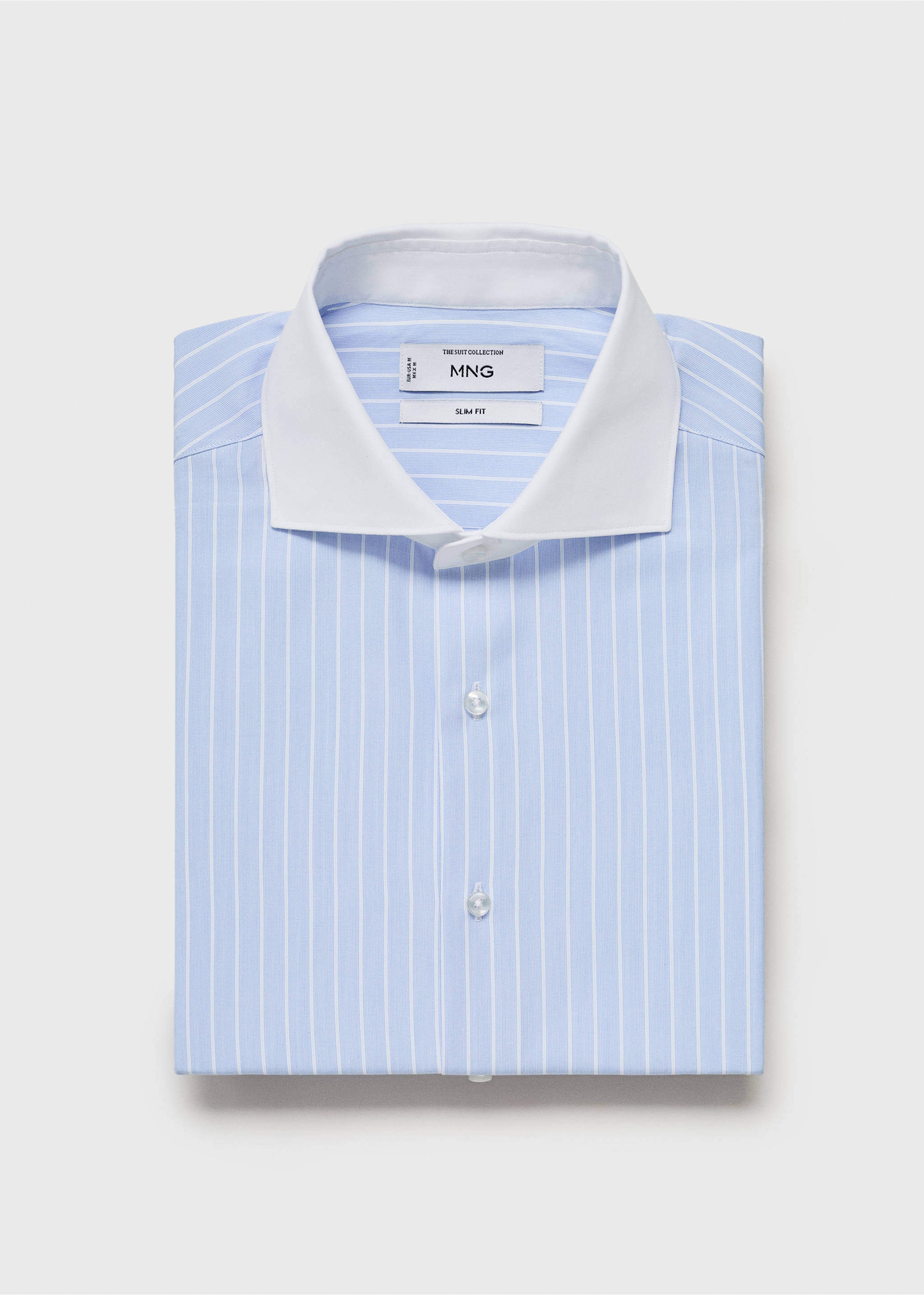 Chemise costume slim-fit en imprimé rayé - Détail de l'article 9, Bleu ciel. Ref: 17031176-00.
