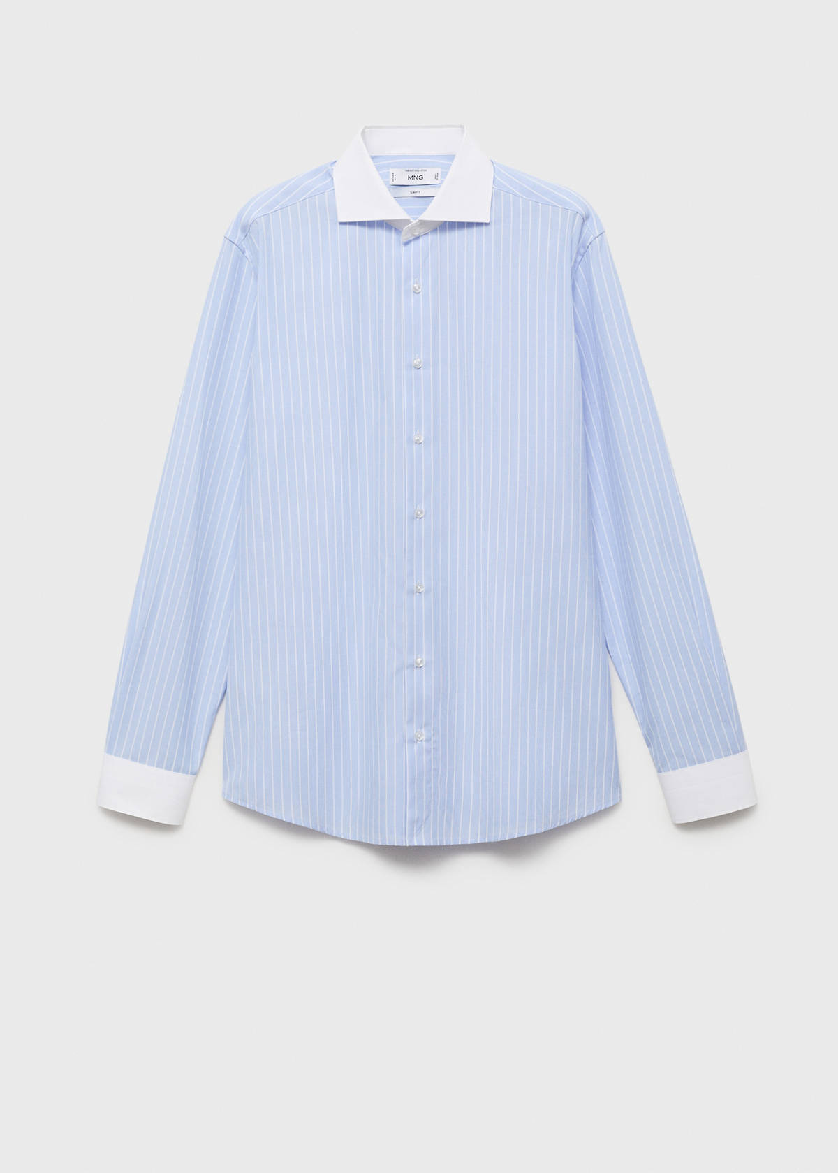 Striped-print slim-fit suit shirt — Sky Blue