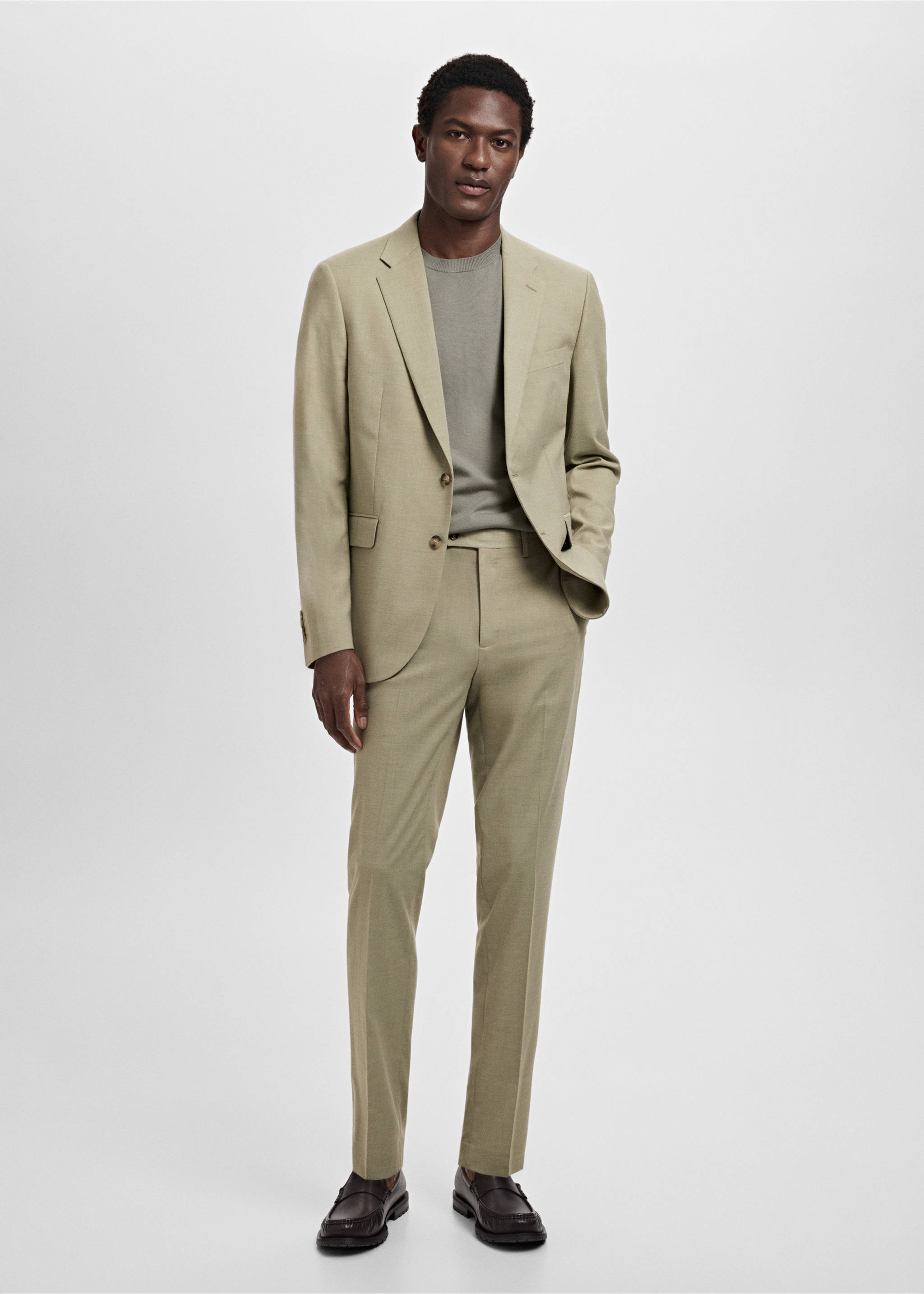 Milan slim-fit suit trousers - General plane, Green. Ref: 17031180-00.
