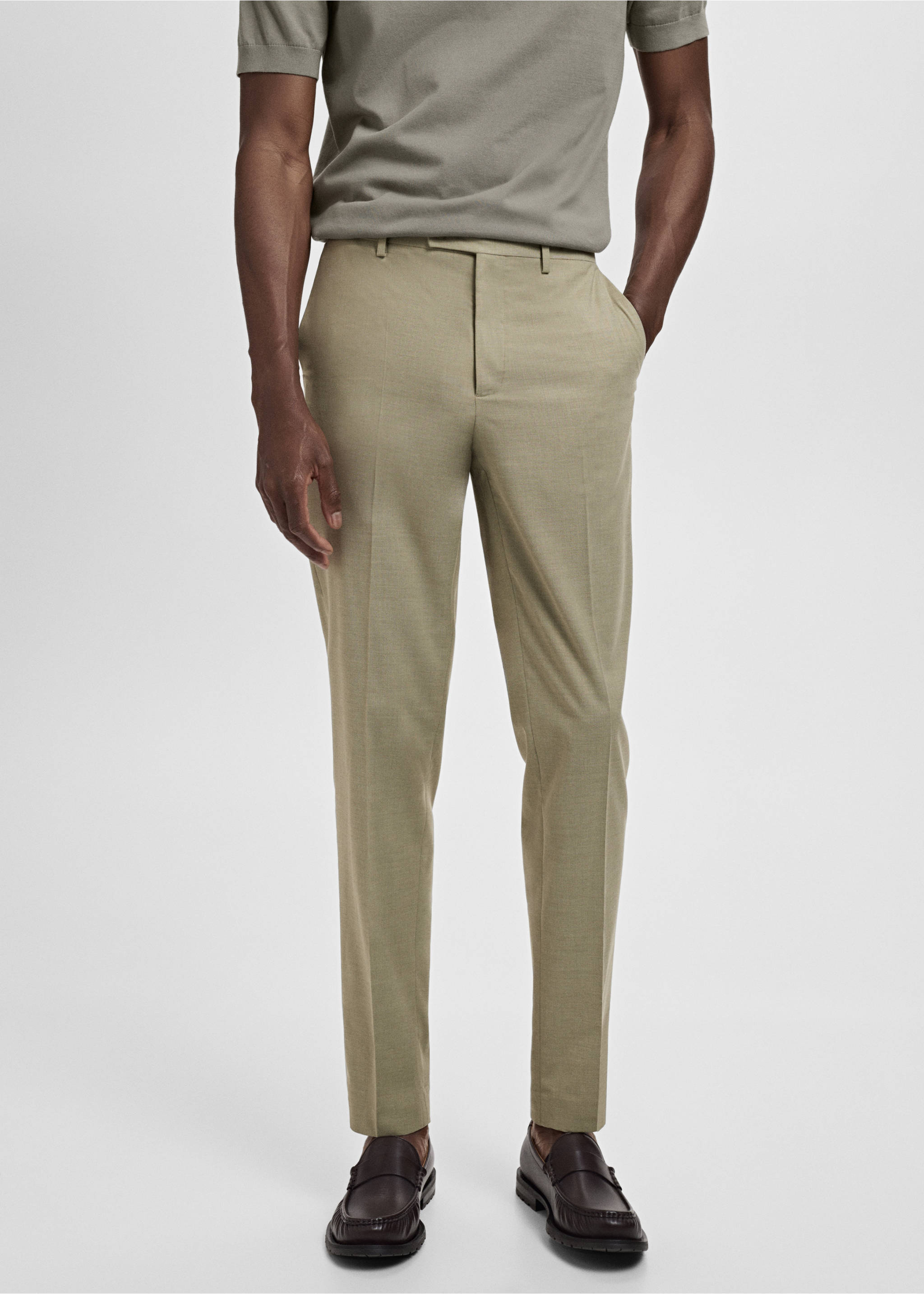 Milan slim-fit suit trousers - Medium plane, Green. Ref: 17031180-00.