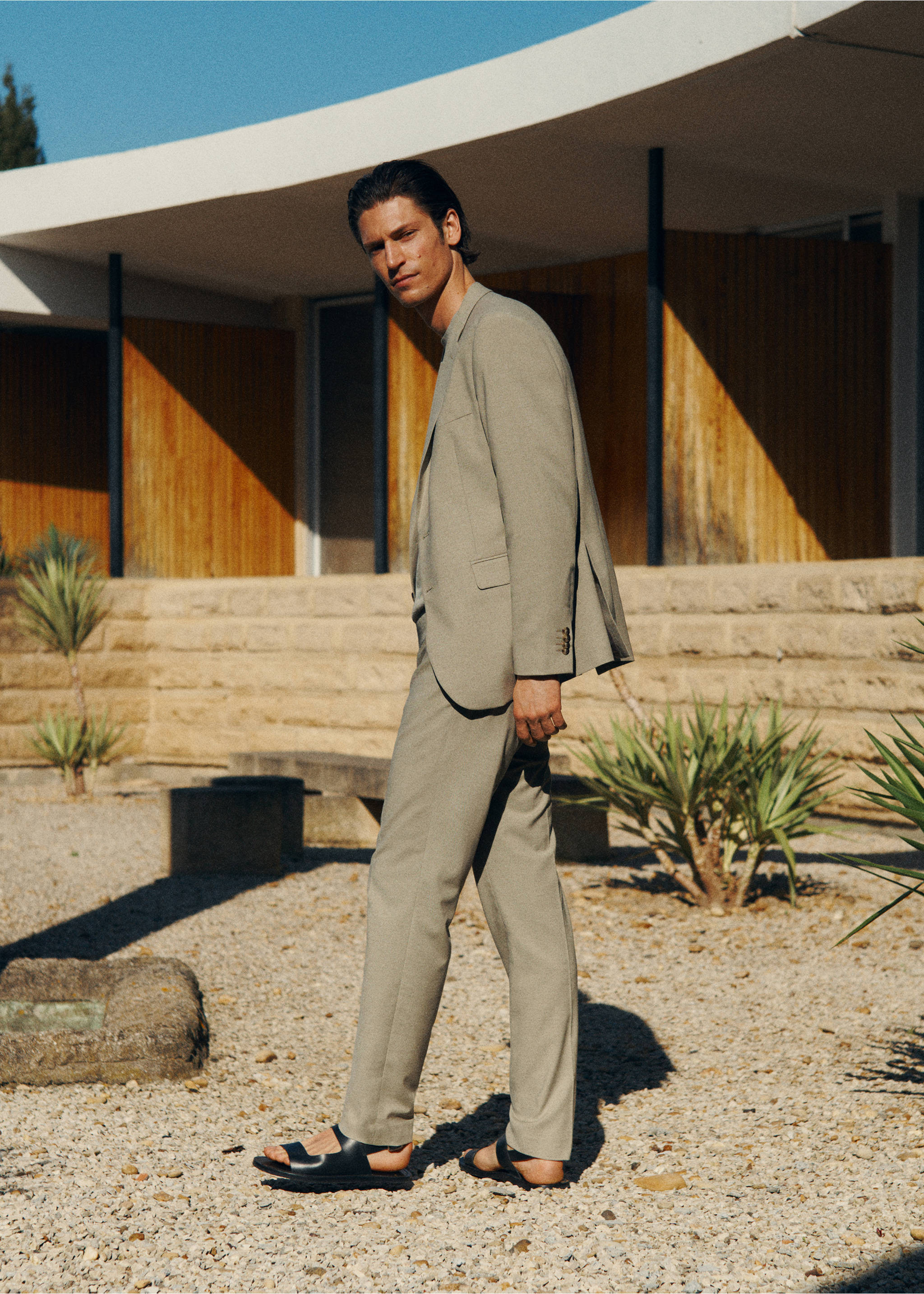 Milan slim-fit suit trousers - Details of the article 5, Green. Ref: 17031180-00.
