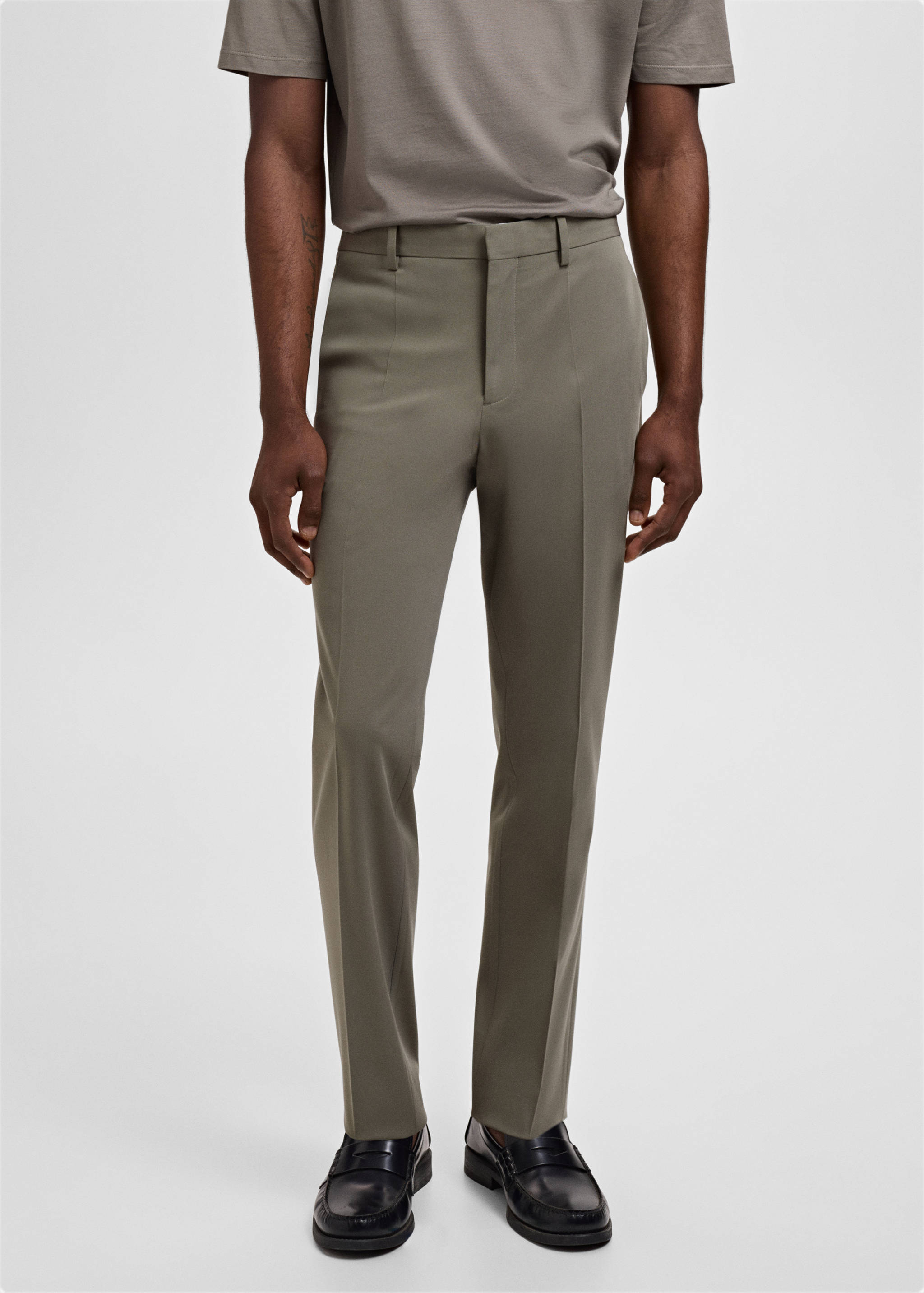 Stretch fabric super slim-fit suit trousers - Medium plane