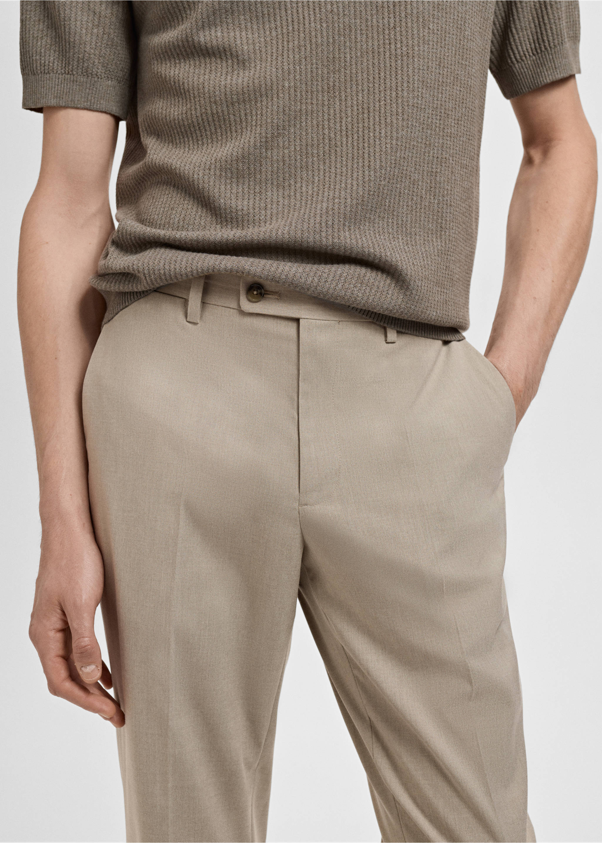 Pantalón traje Mónaco slim fit - Detalle del artículo 1, Beige. Ref: 17031185-00.