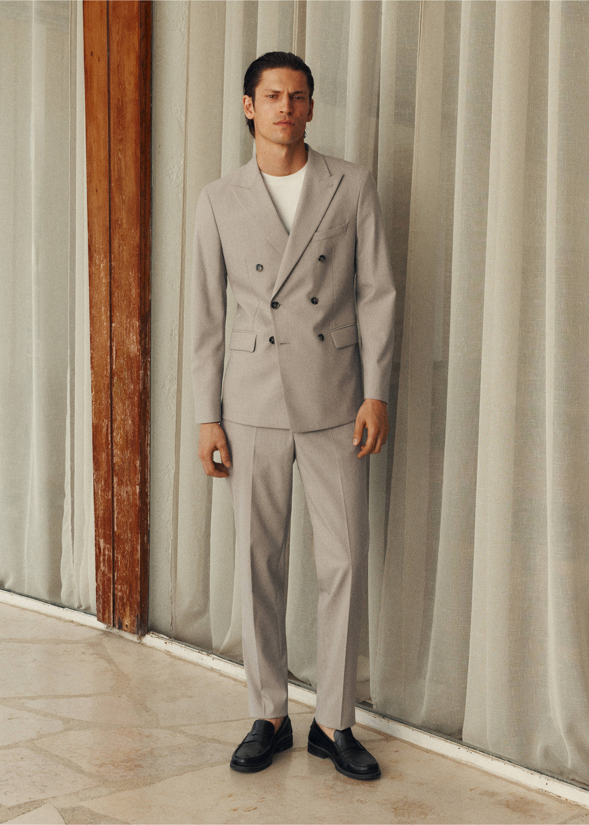 Pantalón traje Mónaco slim fit - Detalle del artículo 5, Beige. Ref: 17031185-00.