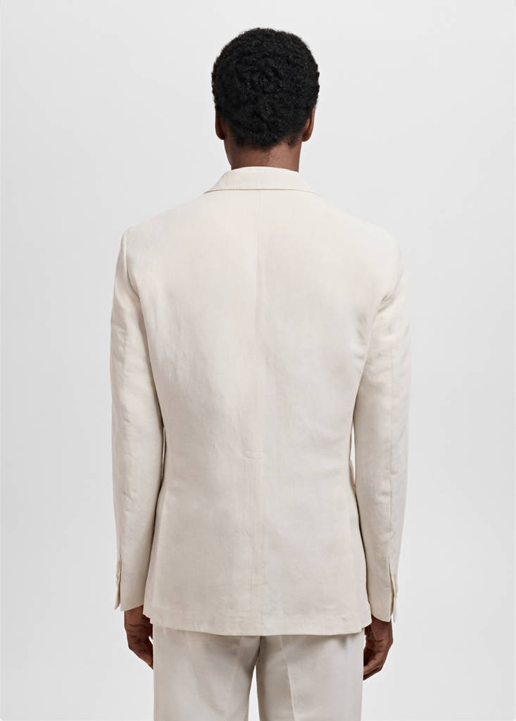 Slim-fit suit jacket made from a linen-lyocell blend — Ecru