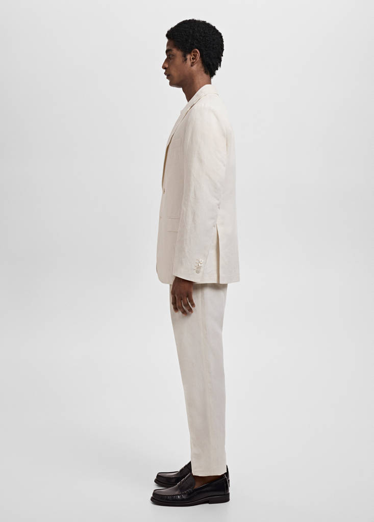 Slim-fit suit jacket made from a linen-lyocell blend — Ecru