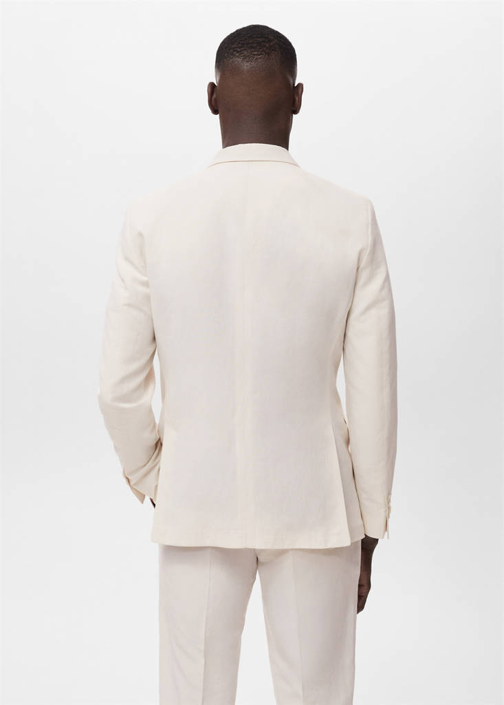 Slim-fit suit jacket made from a linen-lyocell blend — Ecru