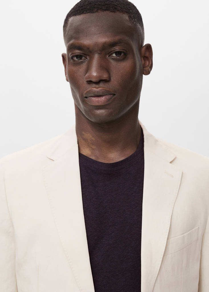 Slim-fit suit jacket made from a linen-lyocell blend — Ecru