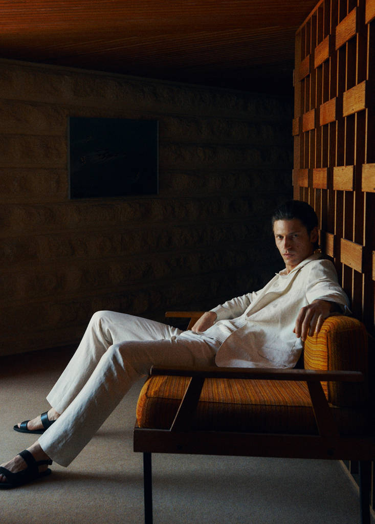 Slim-fit suit jacket made from a linen-lyocell blend — Ecru