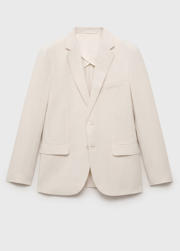 Slim-fit suit jacket made from a linen-lyocell blend — Ecru