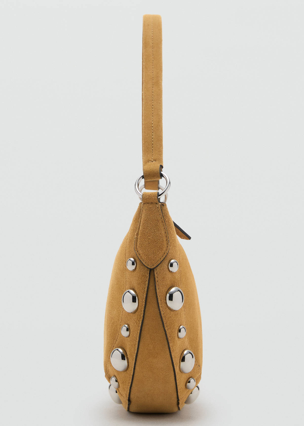 Suede leather studded handbag — Mustard