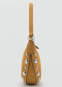 Suede leather studded handbag — Mustard 3