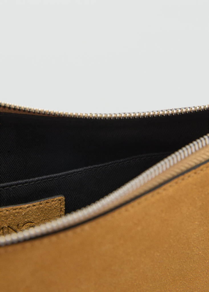 Suede leather studded handbag — Mustard