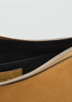 Suede leather studded handbag — Mustard 5