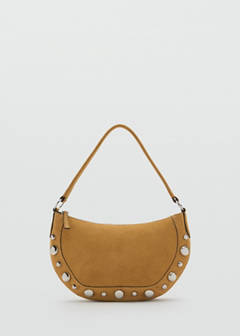 Suede leather studded handbag — Mustard 6
