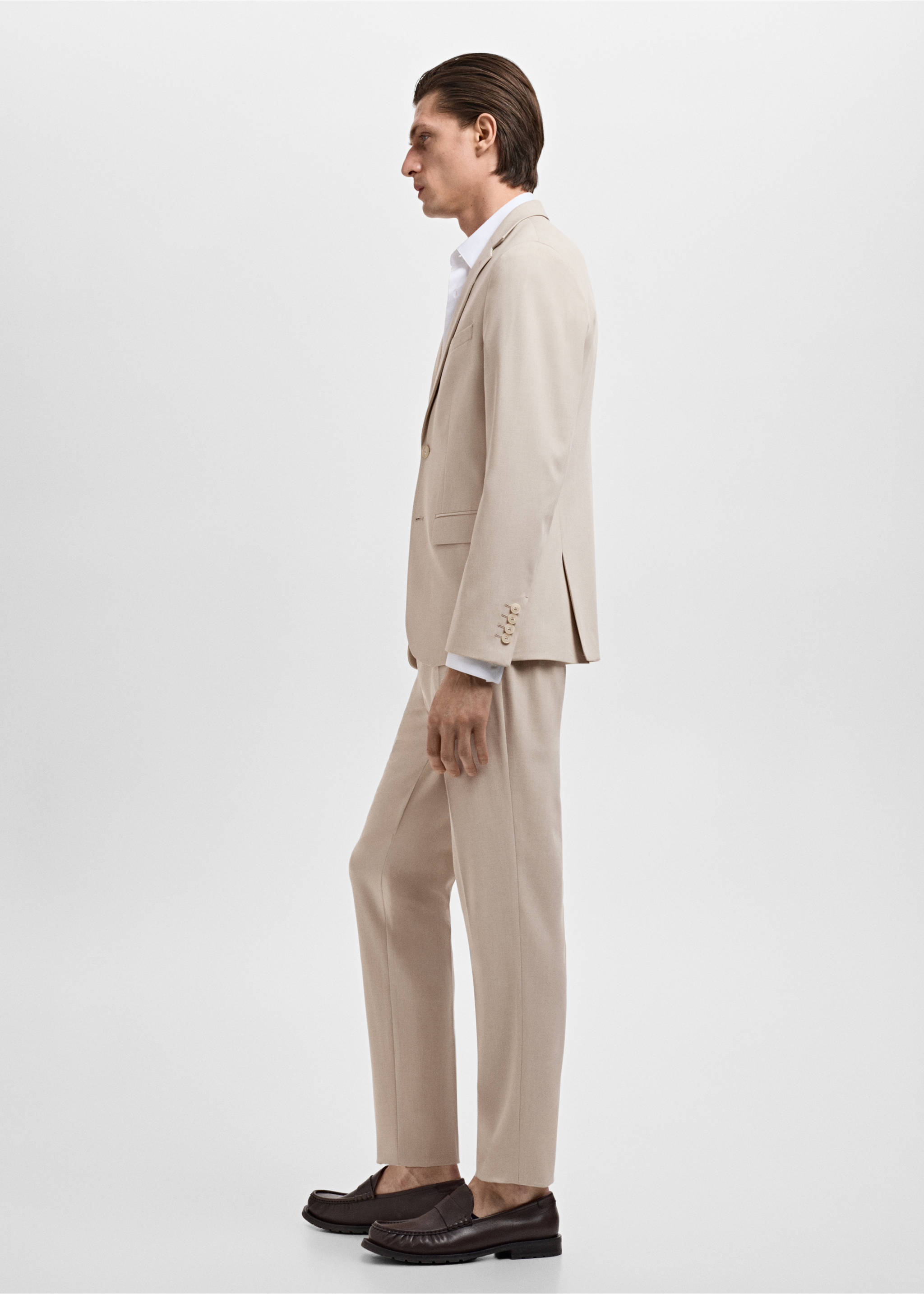 Super slim-fit suit jacket in stretch fabric - Details of the article 2, Beige. Ref: 17031191-01.