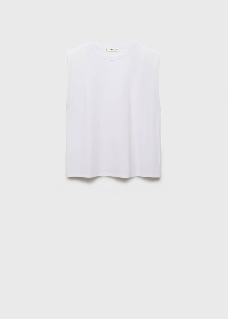 Short-sleeved t-shirt with shoulder pads — White