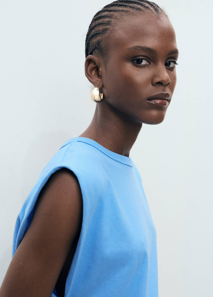 Short-sleeved t-shirt with shoulder pads — Blue