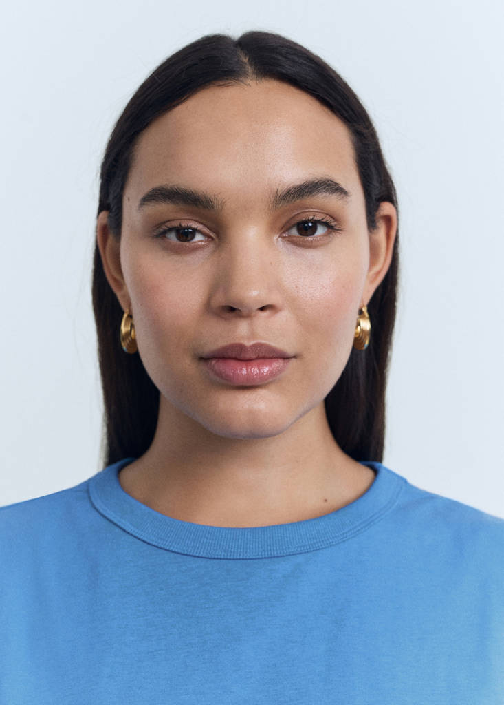 Short-sleeved t-shirt with shoulder pads — Blue
