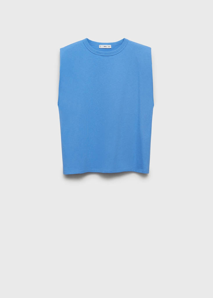 Short-sleeved t-shirt with shoulder pads — Blue