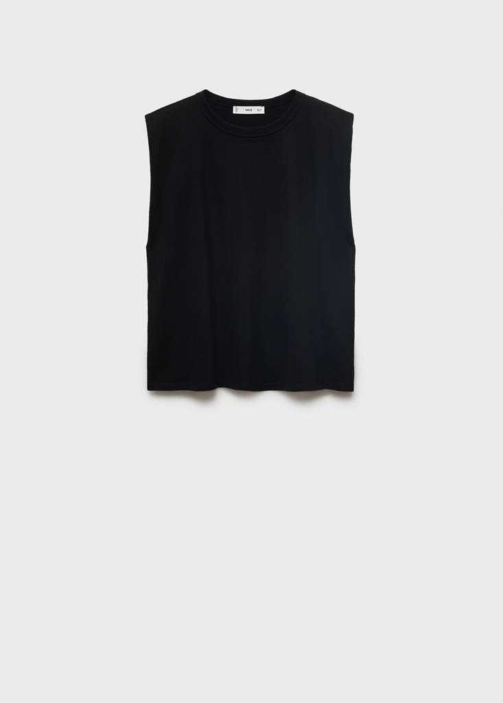 Short-sleeved t-shirt with shoulder pads — Black