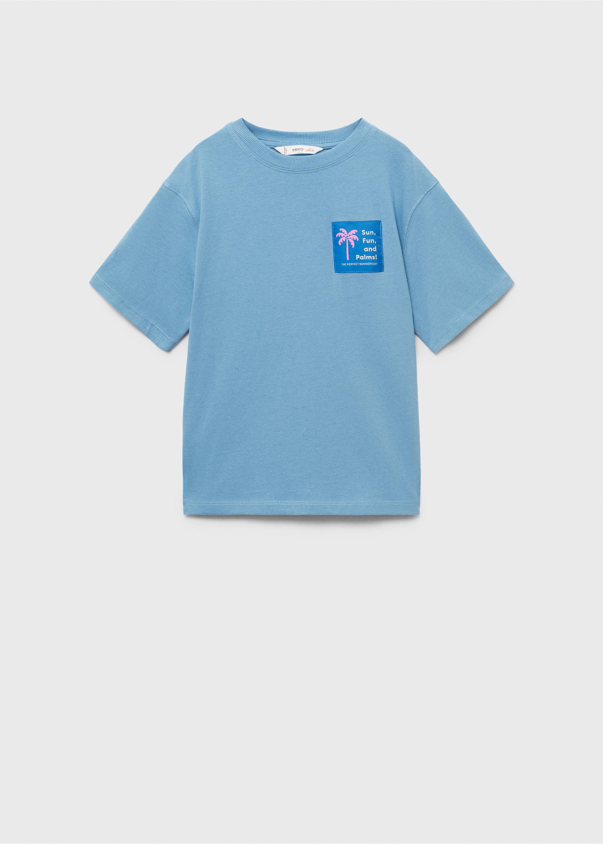 T-shirt en coton imprimé - Article sans modèle, Bleu. Ref: 17031201-00.