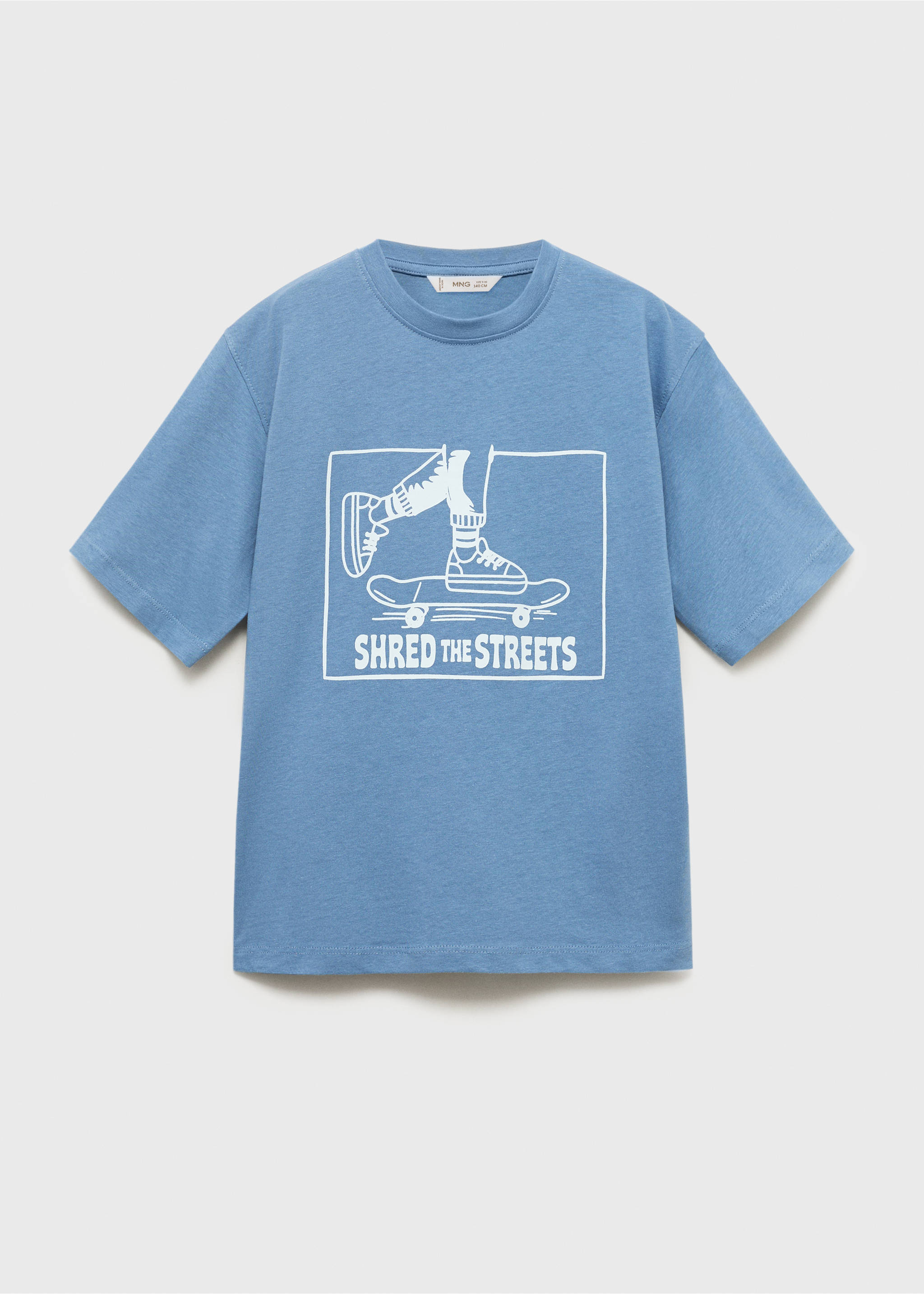 T-shirt imprimé manches courtes - Article sans modèle, Bleu. Ref: 17031203-00.