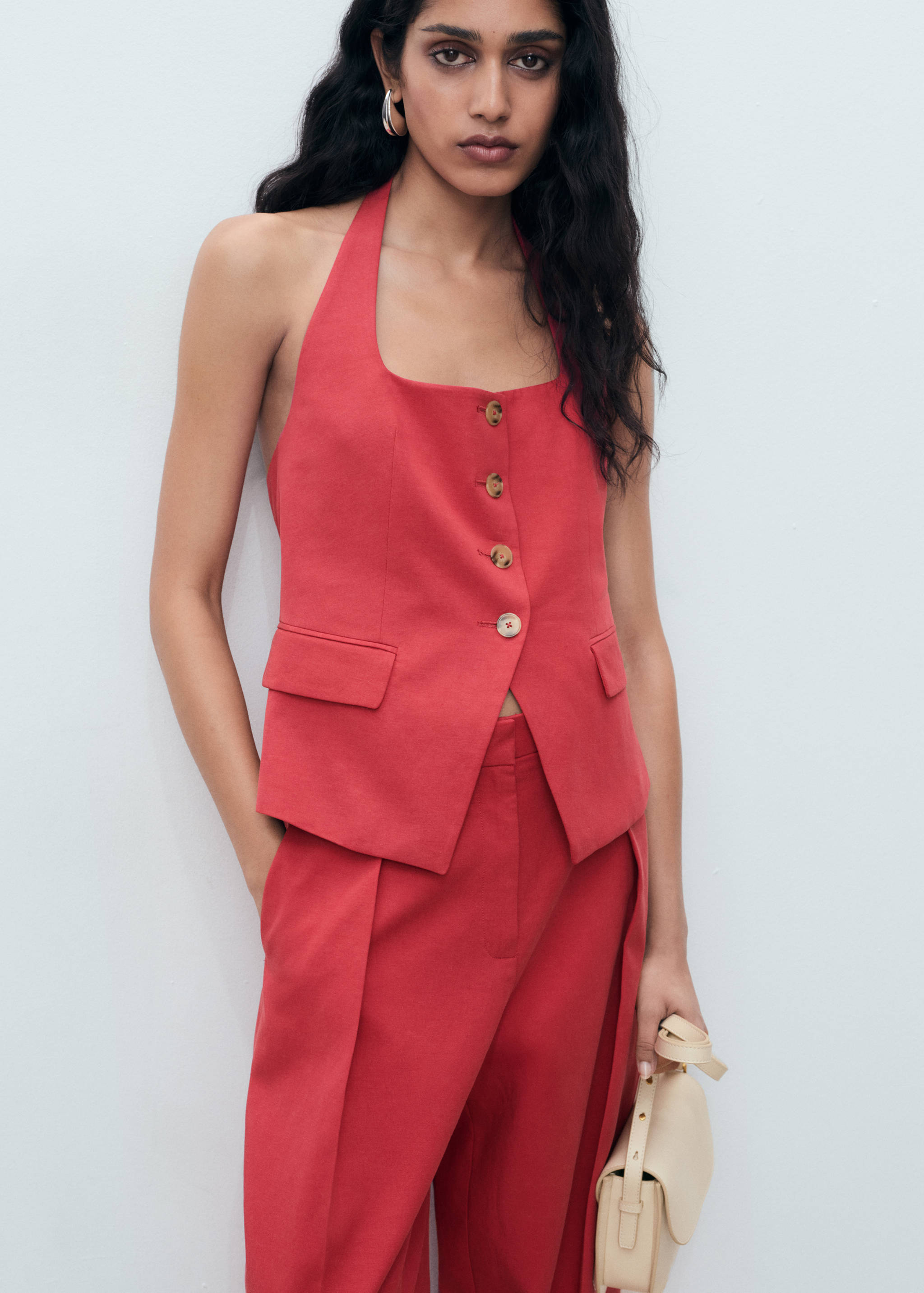 Παντελόνι κοστουμιού από μείγμα λινού balloon - Λεπτομέρεια του προϊόντος 1