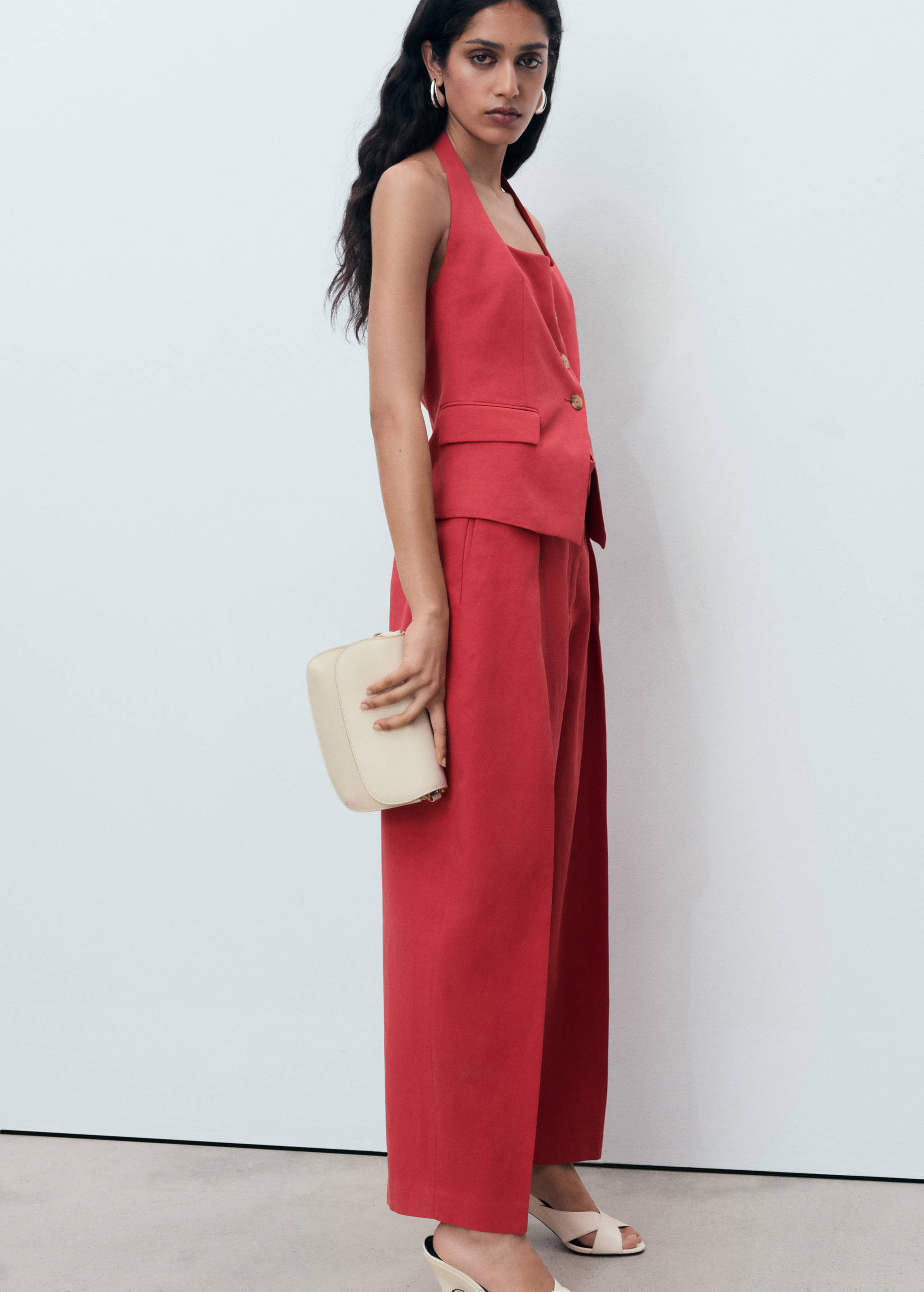 Παντελόνι κοστουμιού από μείγμα λινού balloon - Λεπτομέρεια του προϊόντος 2